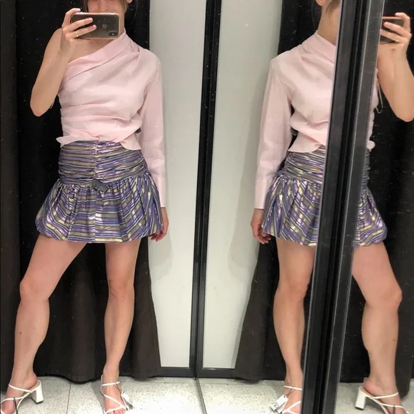 Bubble skirt ZARA Y2K Bubble Mini skirt gathered shine skirt - Picture 11 of 13